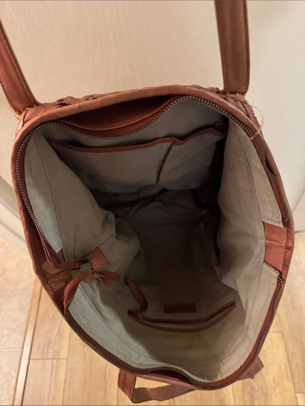 Day & Mood Woven Leather Tote Bag